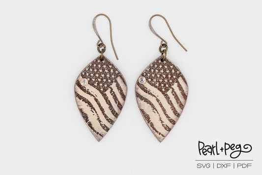 Crooked Grunge Flag Laser Engraved Earrings Digital Download