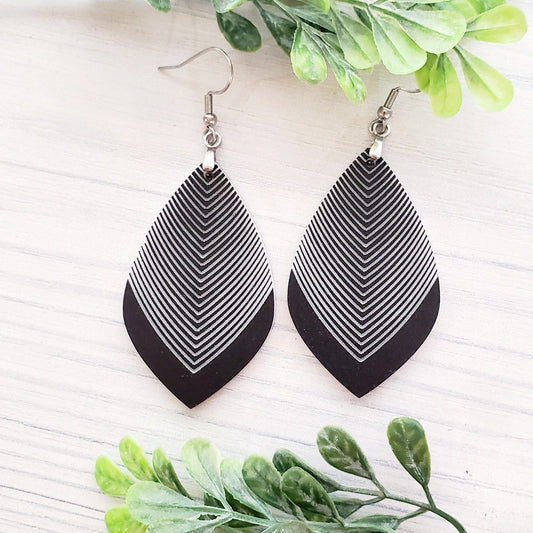 Elegant Lines Drop Laser Engraved Earrings Digital Download