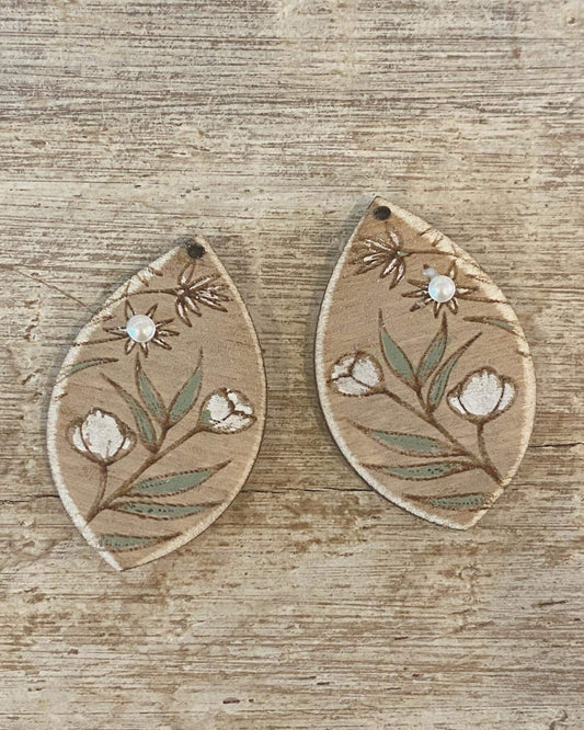 Floral Branched Angle Drop Laser Engraved Earrings Digital Download