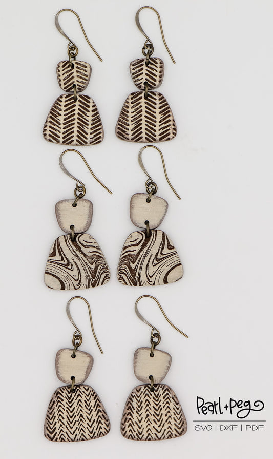 Dainty Trapezoid Bundle Laser Engraved Earrings Digital Download