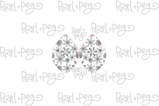 Fun Floral Pattern Drop Laser Engraved Earrings Digital Download