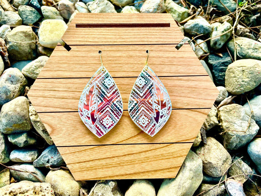Aztec Feather Drop Laser Engraved Earrings Digital Download