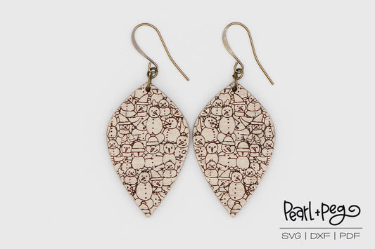 Loads of Snowmen Drop Laser Engraved Earrings Digital Download
