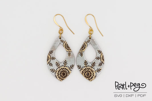 Snowflake Hoop Laser Engraved Earrings Digital Download