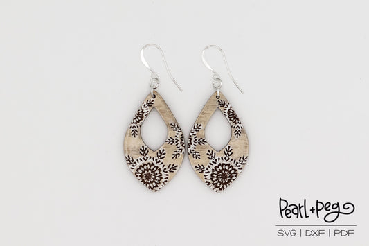 Snowflake Hoop Laser Engraved Earrings Digital Download