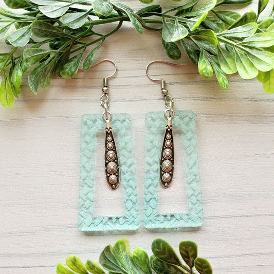 Weaved Square Hoop Laser Engraved Earrings Digital Download