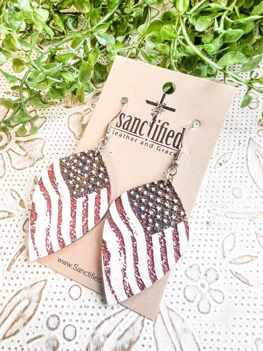 Crooked Grunge Flag Laser Engraved Earrings Digital Download