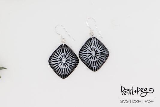 Tie Dye Rounded Diamond Laser Engraved Earrings Digital Download