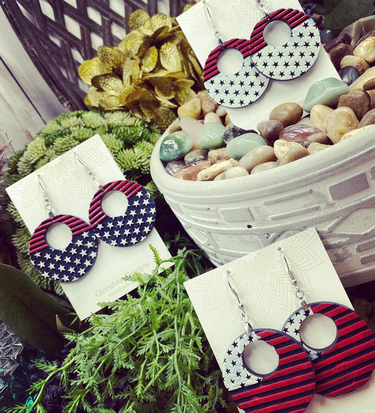 Stars and Stripes Hoop Bundle Laser Engraved Earrings Digital Download