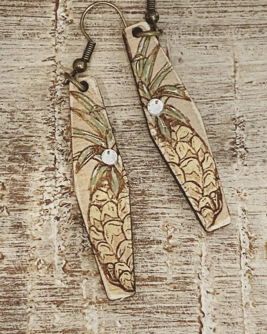 Pineapple Bar Shaped Laser Engraved Earrings Digital Download