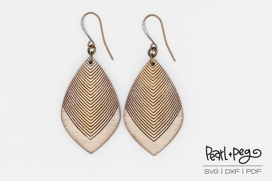 Elegant Lines Drop Laser Engraved Earrings Digital Download