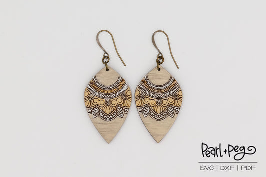 Jeweled Collared Drop Laser Engraved Earrings Digital Download