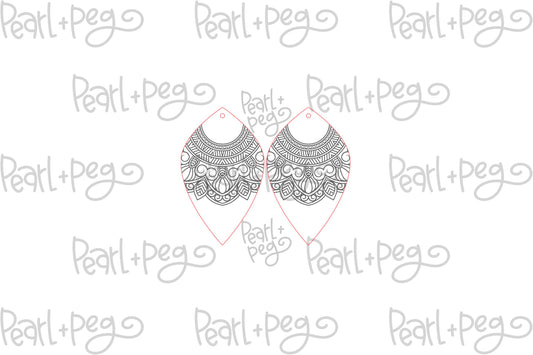 Jeweled Collared Drop Laser Engraved Earrings Digital Download