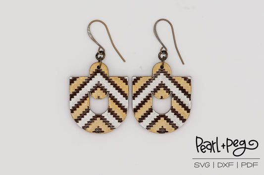 Dainty Hoop Zig Lines Laser Engraved Earrings Digital Download