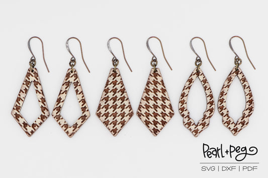 Houndstooth Bundled Shapes Laser Engraved Earrings Digital Download