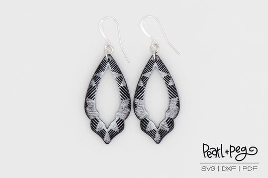 Angled Lines Deco Hoop Laser Engraved Earrings Digital Download