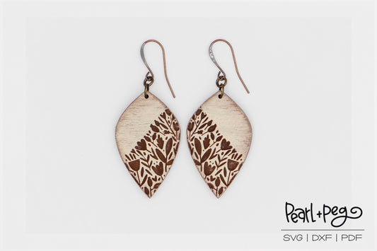 Sliced Solid Florals Laser Engraved Earrings Digital Download
