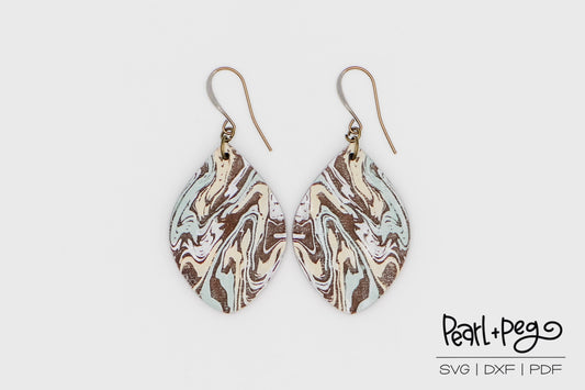 Marble Teardrop Laser Engraved Earrings Digital Download