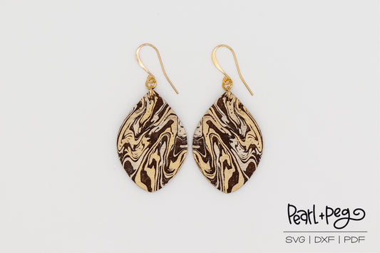 Marble Teardrop Laser Engraved Earrings Digital Download