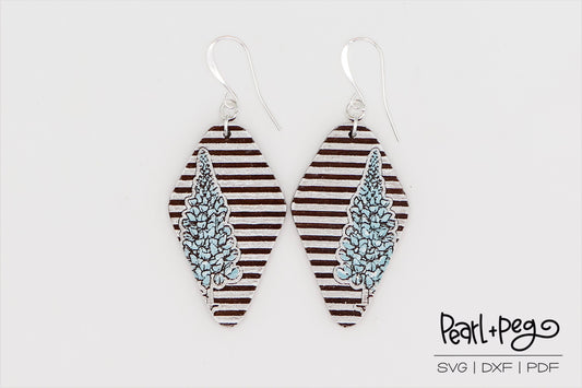 Blue Bonnet Striped Quad Laser Engraved Earrings Digital Download