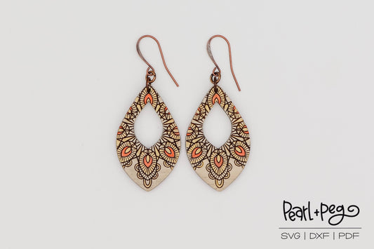 Mandala Hoop Laser Engraved Earrings Digital Download