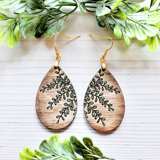 Whispering Leaves Drop Laser Engraved Earrings Digital Download