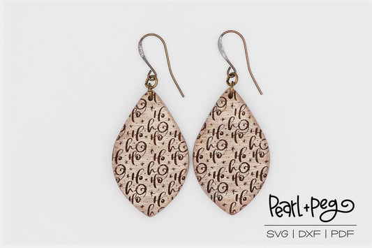 Ho Ho Ho Script Laser Engraved Earrings Digital Download