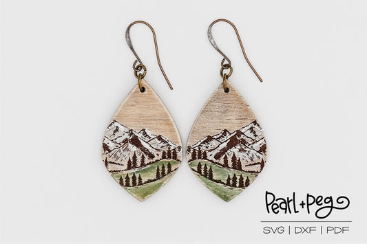 Mountain Valley Laser Engraved Earrings Digital Download