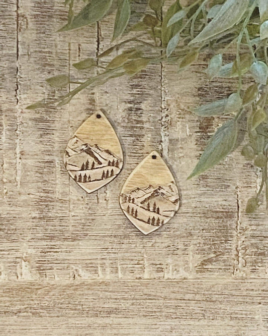 Mountain Valley Laser Engraved Earrings Digital Download