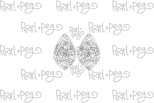 Compact Roses Drop Laser Engraved Earrings Digital Download