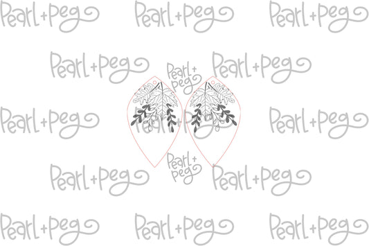 Leaves Sprout Drop Laser Engraved Earrings Digital Download
