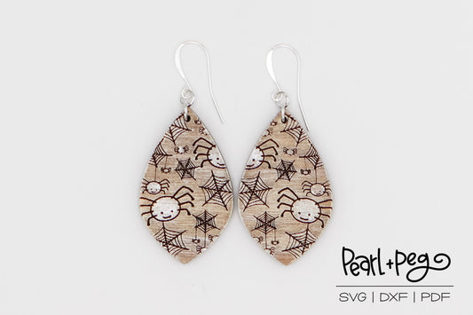 Spider Drop Laser Engraved Earrings Digital Download