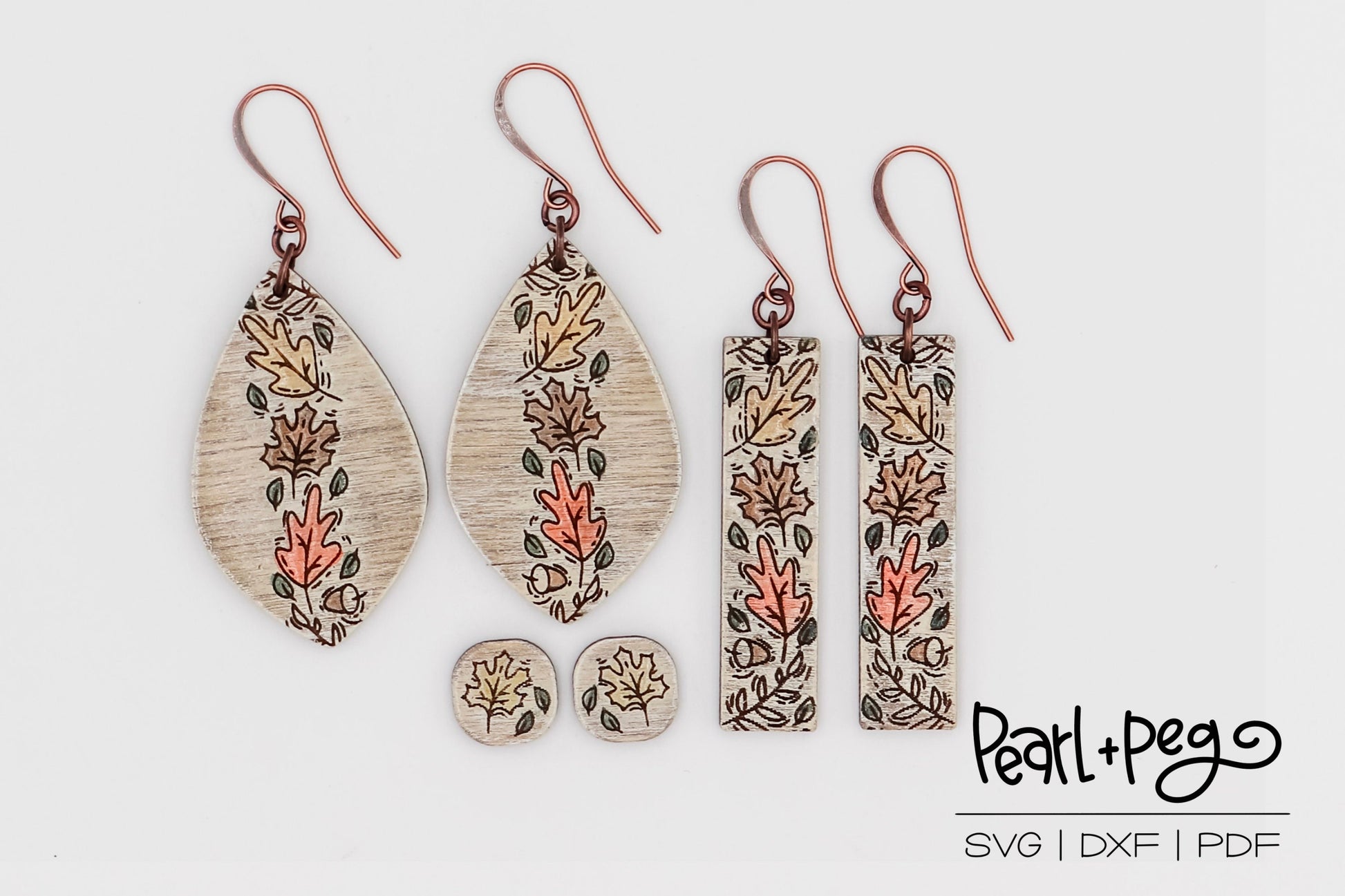 Leaves Tri Set Laser Engraved Earrings Digital Download