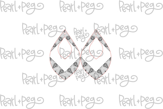 Bordered Corner Hoop Laser Engraved Earrings Digital Download