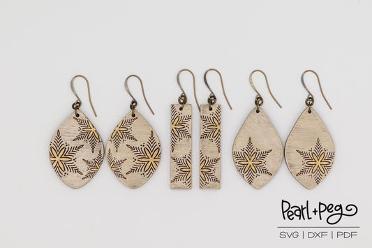 Winter Bundle Snowflake Laser Engraved Earrings Digital Download