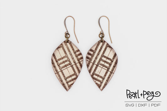 Plaid Tartan Pattern Holiday Drop Laser Engraved Earrings Digital Download