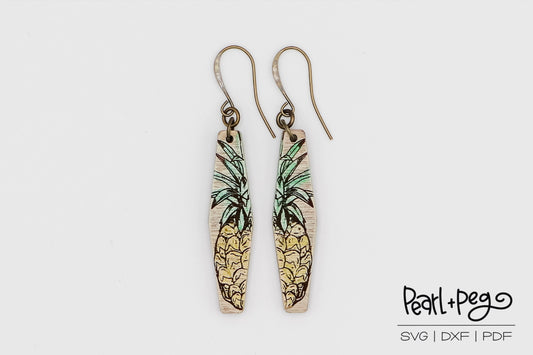 Pineapple Bar Shaped Laser Engraved Earrings Digital Download