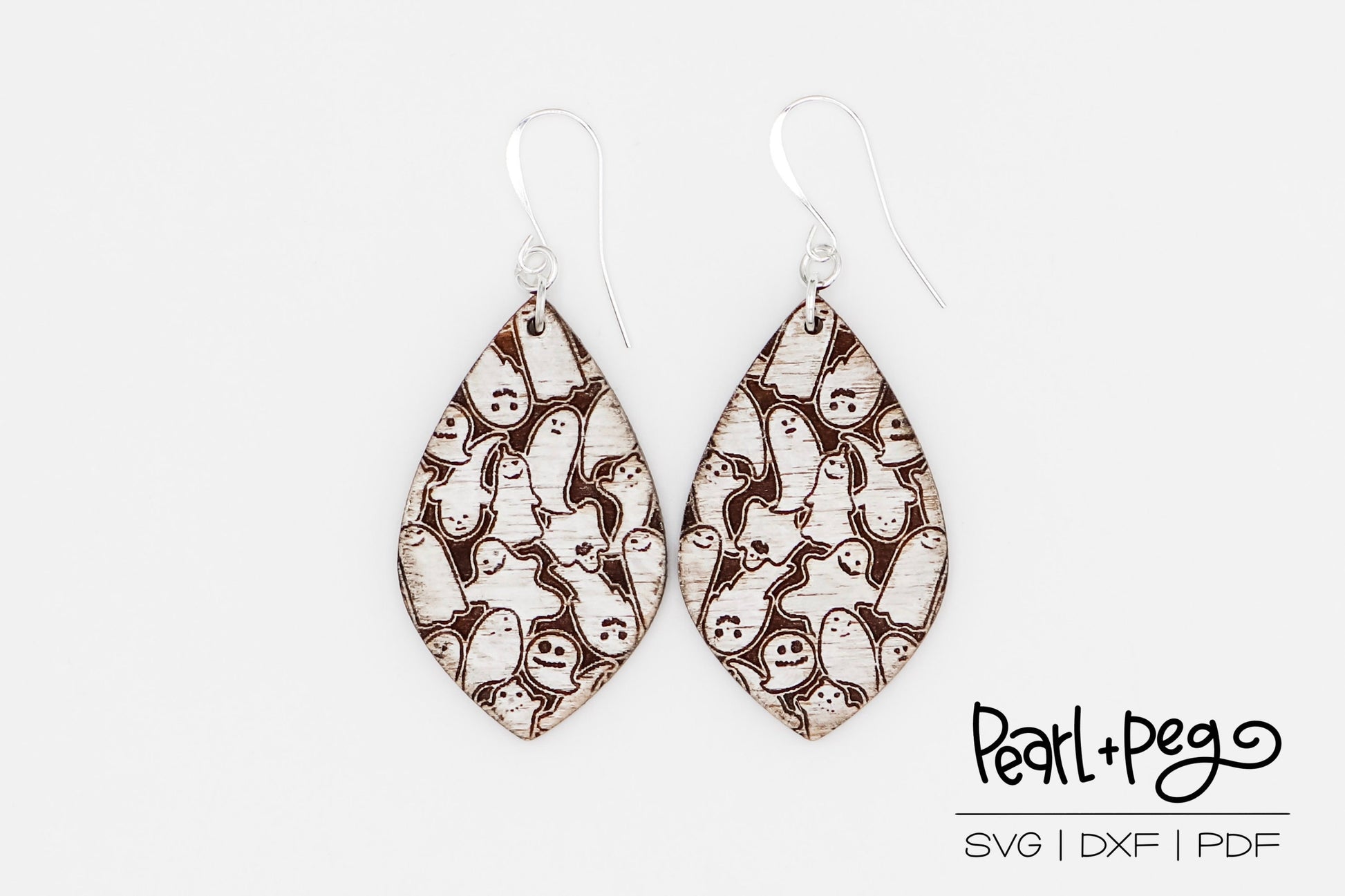 Scattered Ghosts Drop Laser Engraved Earrings Digital Download