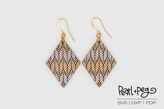 Zig Zag Diamond Laser Engraved Earrings Digital Download