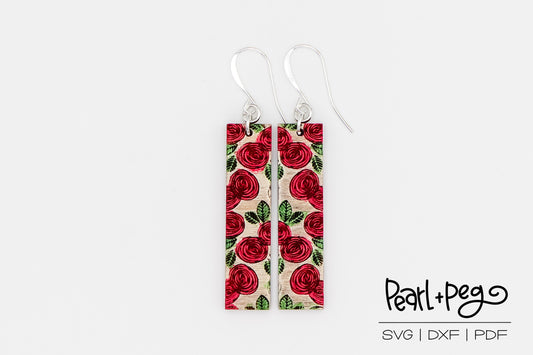 Rose Bud Bar Laser Engraved Earrings Digital Download