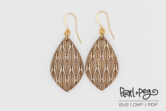 Vertical Feather Laser Engraved Earrings Digital Download