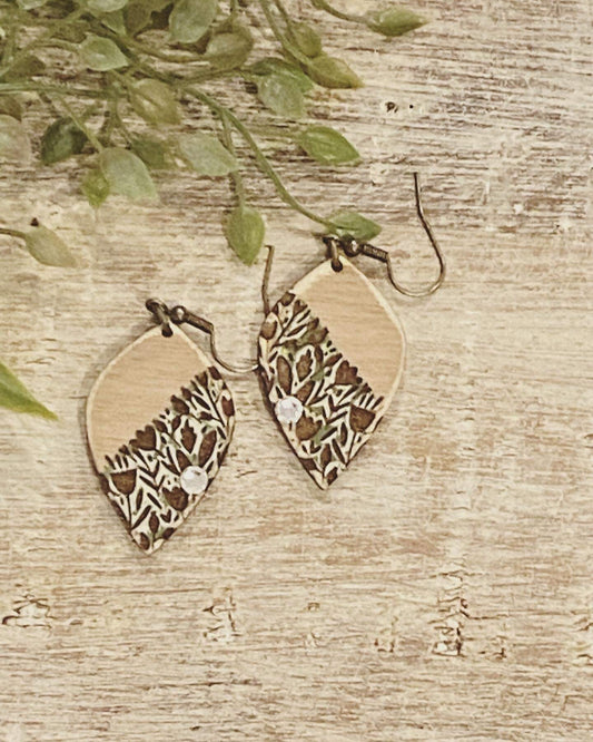Sliced Solid Florals Laser Engraved Earrings Digital Download