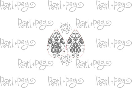 Porcelain Themed Drop Laser Engraved Earrings Digital Download