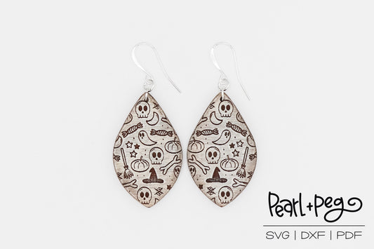 Halloween Icons Drop Laser Engraved Earrings Digital Download
