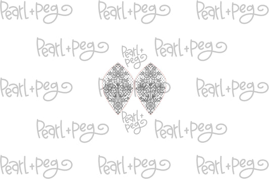 Netted Scandinavian Drop Laser Engraved Earrings Digital Download