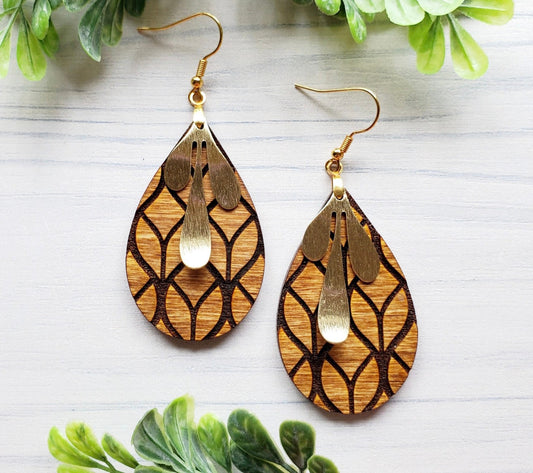 Modern Slope Drop Laser Engraved Earrings Digital Download