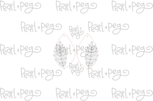 Two Tone Leaves Drop Laser Engraved Earrings Digital Download