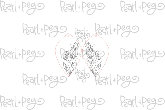 Floral Vine Drop Laser Engraved Earrings Digital Download