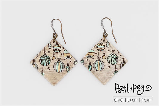 Christmas Baubles Laser Engraved Earrings Digital Download
