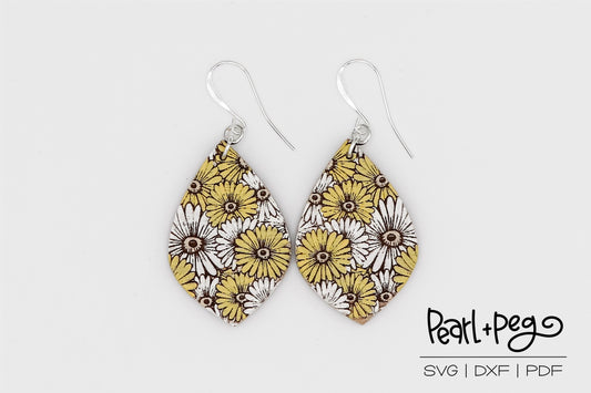 Exploding Daisies Laser Engraved Earrings Digital Download